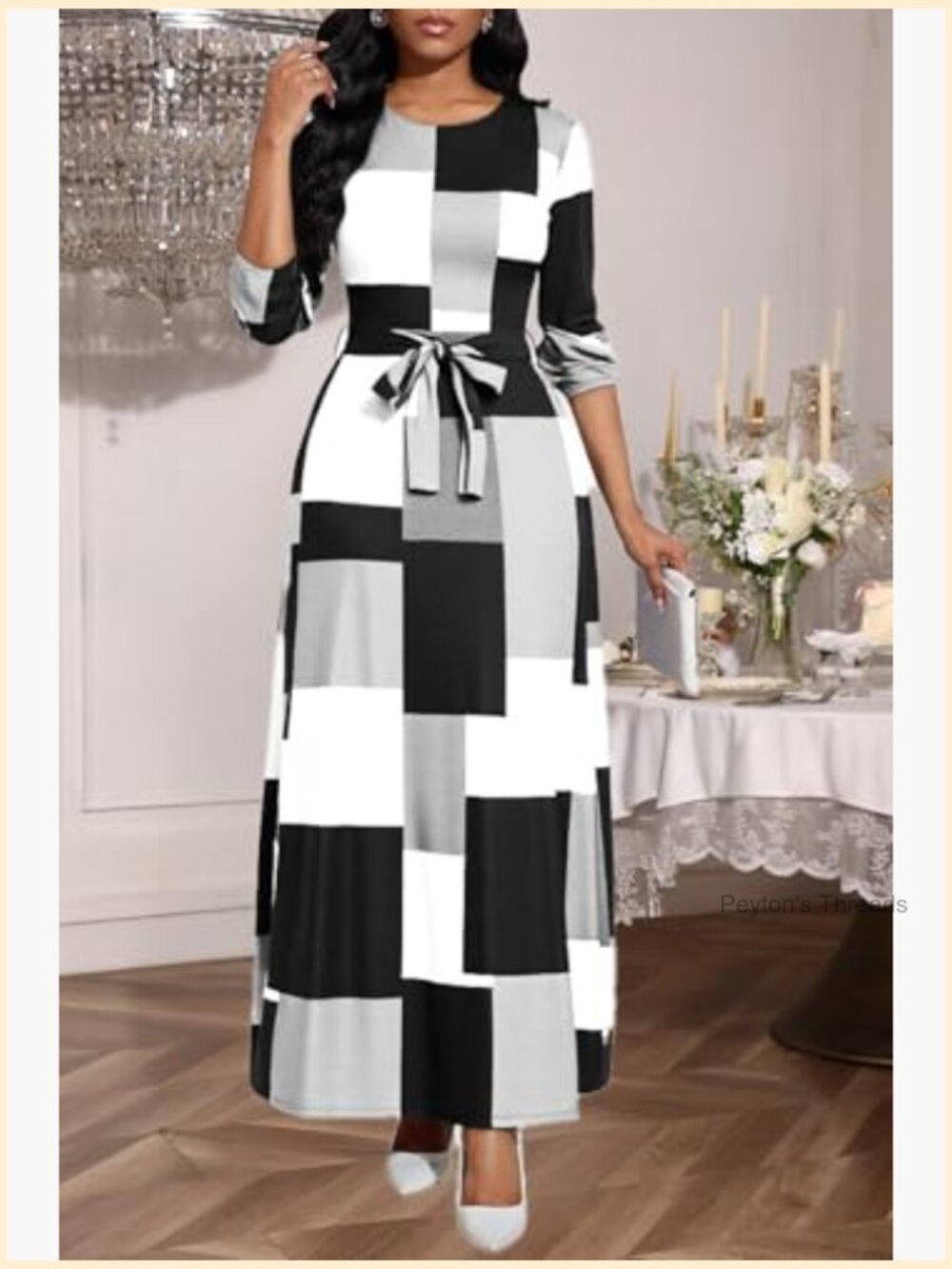 Long Sleeve Crewneck Floral Maxi Dress with Pockets - Picture 3 of 4
